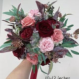 Wedding Bouquets, Bridal Bridesmaids Bouquets, Winter Wedding Bouquet, Burgundy Blush Pink Rose Bouquet, Boho Bouquet, Peonies, Eucalyptus