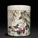 6.3" Old Porcelain Republic China dynasty famille rose peony flower bird Jar pot