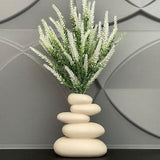 Artificial White Lavender in Vase Fake Branch Flowers in Planter Faux Plant for Indoor Home Decor Fake potted plants Gift for her