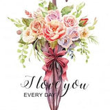 Movas Art Square Diamond Painting Umbrella Rose Bouquet Vase Diamond Mosaic Painting / Hobby / Wall Decor 51x40cm E2020687
