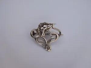 Beautiful Rare Authentic French Art Nouveau Silver Carnation Flower Pin Brooch !