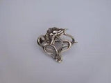 Beautiful Rare Authentic French Art Nouveau Silver Carnation Flower Pin Brooch !