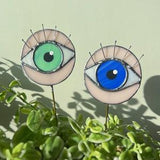 Monster eye stained glass plant stakes