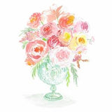 pink floral, mint Vase, peony, bouquet, art print, watercolor art, printed art, modern, illustration, pink, cream, floral, illustration