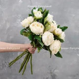 Dried Look Peony with Bud - White | Artificial Flower | Home Decoration | Gifts