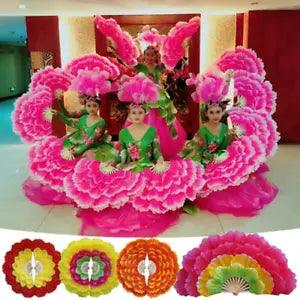 92cm Large Half Foldable Dancing Fan Peony Flower Fan Performance Props Dancing