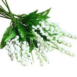 PCS Artificial Lily of The Valley Flowers Plant Faux While Flowers Wind 12