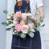 Pink Wedding Bouquet, Boho Bridal Bouquet, Classic Flower Bouquet,  Design in Rose, Peony and Eucalyptus