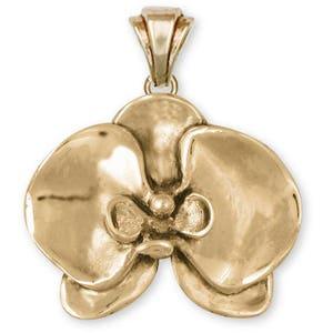 Orchid Jewelry 14k Gold Orchid Pendant Handmade Flower Jewelry OR4-PG