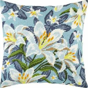 Needlepoint/Tapestry Pillow Cover DIY Kit "White Lilies"