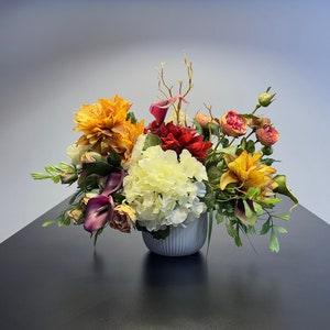 The Red Deer | Luxury Real Touch Floral Arrangement, Artificial Flower Table Centerpiece Vase, Red Tropical Centerpiece, Silk Flower Decor
