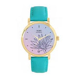 Toff London TLWS-76804 Ladies Blue Water Lilies Flower Watch
