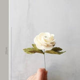 Mini ranunculus felt flower single stem, Boho wedding bouquet, 1st wedding anniversary gift for wife, Mini artificial flower arrangement