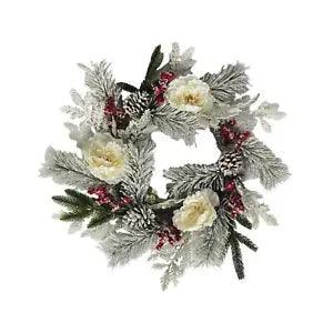 Christmas Wreath Silk Peony Flower Artificial 20 inch Christmas Decoration for