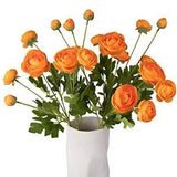 Artificial Silk Flowers Persian Ranunculus(Asian Buttercup 5 Orange