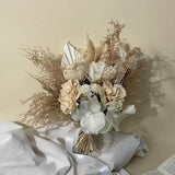Summer Caramel Wildflowers & Pampas Grass Boho Bridal Bouquet / Orchid and Peonies Bouquet / Sandy Cream Wedding Bouquet / Earthy Colours