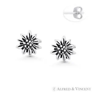 Water Lily Flower Enlightenment / Purity Charm 925 Sterling Silver Stud Earrings