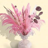 Natural Pink Pampas Grass Dried Flower Decor, 10 Kinds Mix Bundles Blush