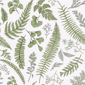 Botanical Art, Plants Print, Leaves Wall Art, Modern Wall Decor, Nature Wall Decor, Peel Stick Wallpaper - Green Foliage Wallpaper #101