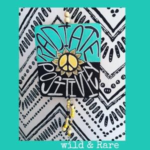 Radiate Positivity Wall Hanging| Peace Sign Wall Hanging| Sunflower| Peace Sign| Hippie Art| Eclectic Art| Positive Vibes| Good Vibes