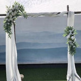Wedding Arch Flowers, 2Pcs Set White Peony Floral Swags, Artificial Eucalyptus Leaves Flower For Sheer Drapes, Chair,Arbor, Wedding Ceremony
