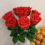 5pcsCrochet Rose,Crochet flower,wedding bouquet,party decor,wedding flower,Valentines Gift,gift for Mum,champagne rose,home decor