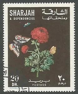 Sharjah Mi# AE-SH 370A, Ranunculus and Butterflies, Unused CTO, FG, LH, 1967