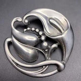 Elias Pewter Calla Lily Brooch Pin Floral Art Nouveau Style P326 Signed Vintage
