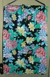 Fabric Remnant Cranston Peonies Flowers on Black  44 Inches Wide 1 Yard