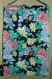 Fabric Remnant Cranston Peonies Flowers on Black  44 Inches Wide 1 Yard