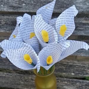 Custom Song Lyric Calla Lily Bouquet. CHOOSE YOUR SONG! Valentine, Anniversary, Wedding, Centerpiece, Gift For Mom. Lilies