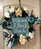 Welcome to the back porch grapevine wreath by Taylormadecustombows 29"x24"x8"