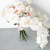 Wedding bouquet, wedding flowers, boho bouquet, bridal bouquet, blush pink, cascading, orchids