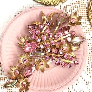 Broche  ancienne /vintage bouquet de fleurs rose et dor¡§?
