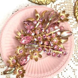 Broche  ancienne /vintage bouquet de fleurs rose et dor¡§?