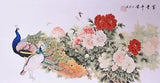 ORIENTAL ASIAN ART CHINESE FAMOUS WATERCOLOR PAINTING-Peacock&Peony flower