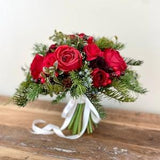 RED WEDDING BOUQUET , Red and Burgundy Christmas Winter Wedding Bouquet , High Quality Wedding Bouquet , Roses, Christmas Winter Wedding