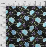 oneOone Cotton Poplin Fabric Watercolor Leaves & Peony Floral Print-YHn