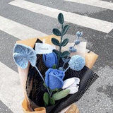 Finished Add a Pop of Color with a Crochet Blue Roses Bouquet
