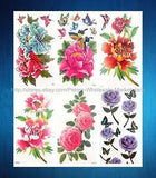 Body art in bulk 6 sheets large flower rose peony temporary tattoo