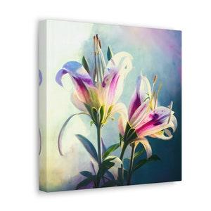 Lilium Flower Wall Art Canvas, Watercolor Lily Flower Painting Ready to Hang in Any Room, Beautiful Lovely Gift for her Lovely Home Decor