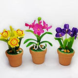 1:24 scale, 3 Dollhouse Miniature Accessories Artificial Flower Ivy Orchid Daffodil Plant Terracotta Pots Fairy Garden Ornament