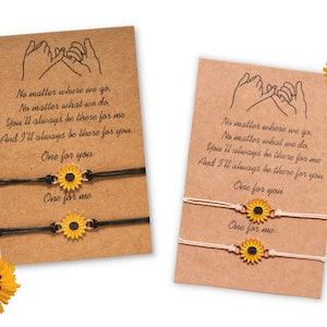 Sunflower Bracelet Set for Friendship, Couples and Lovers, Promises, Best Friends, and Family, Set of 2 Adjustable