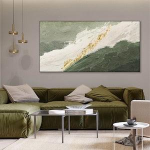 Hand-painted abstract acrylic oil painting green plant wall texture sense wall painting