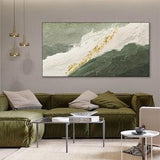 Hand-painted abstract acrylic oil painting green plant wall texture sense wall painting