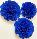 Paper Flower Handcrafted 3.5" Royal Blue Carnation Party Home Backdrop Decor