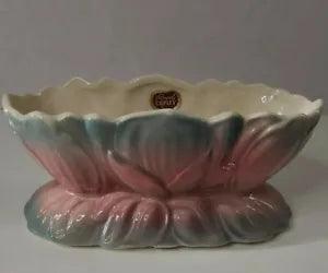 Vtg Royal Copley English Porcelain Water Lily Planter Factory Marked w Sticker