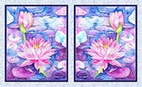 Water Lily Paint Artist Colorful Cotton Fabric By The Panel WATL3140-BV