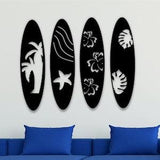 Set of 4 Wooden Tropical Silhouettes Decor | 3D Monstera Leaf, Palm, Orchid, Sea, Starfish Wooden Wall Art | Plant Housewarming Gift