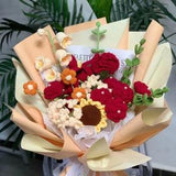 Woolen knitting sunflower rose,Hand knitted flowers,Mother's Day,Valentine's Gift,a cute bouquet of hand-crocheted flowers made